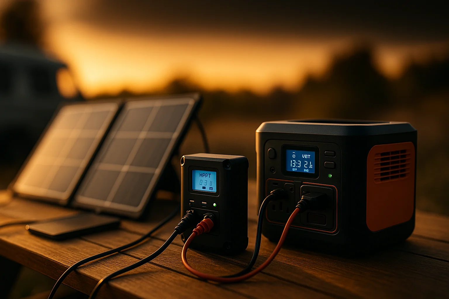 Controlador MPPT cargando power station con panel solar